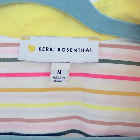 Kerri Rosenthal Pia Button Down Multistripe Shirt With Graphic Heart Size M - Picture 9 of 10